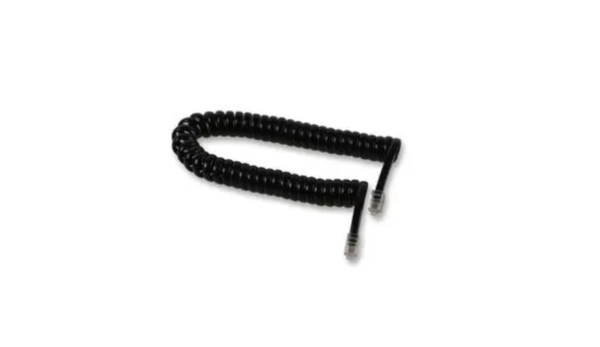 Black RJ10 Plug to Plug Coiled Telephone Handset Cable